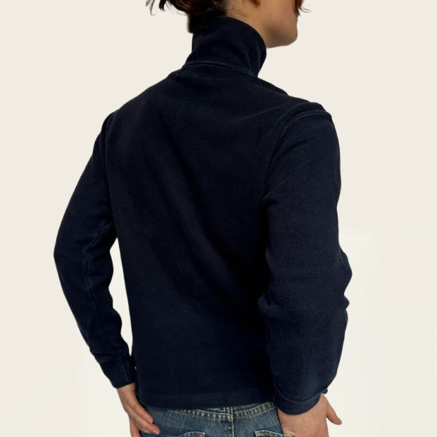 Ralph Lauren marineblauwe quarter-zip trui van 100% zacht katoen