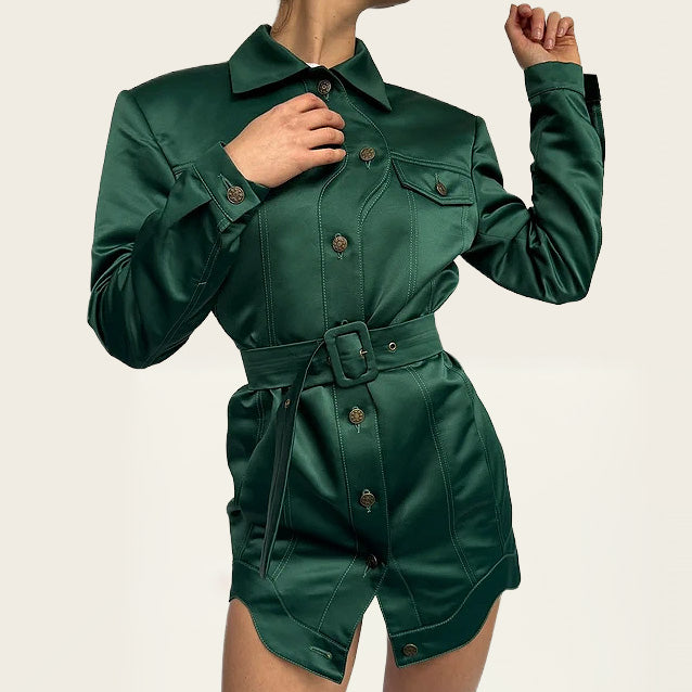 GUDU donkergroene blazerjurk