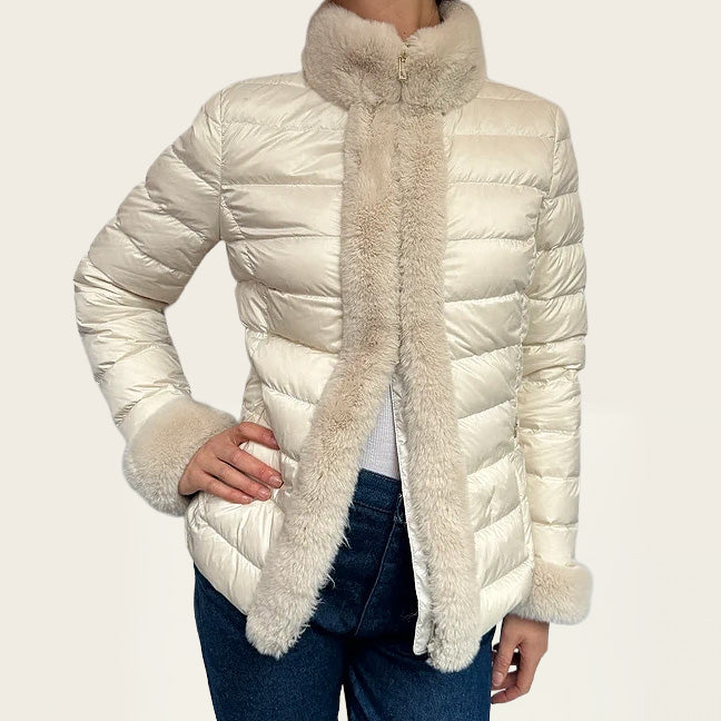 GEOX Crèmekleurige faux fur jas