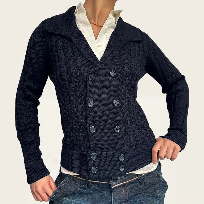 FILES Marineblauwe cardigan