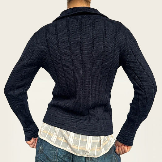 FILES Marineblauwe cardigan