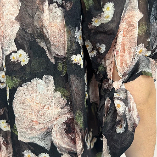 Erdem soepelvallende zijden top met bloemenprint