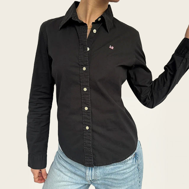 Ralph Lauren Zwart katoenen fitted shirt