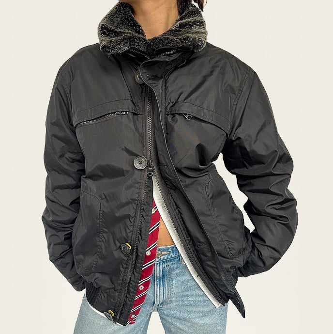 RefrigiWear zwarte waterdichte winterjas met dubbele rits