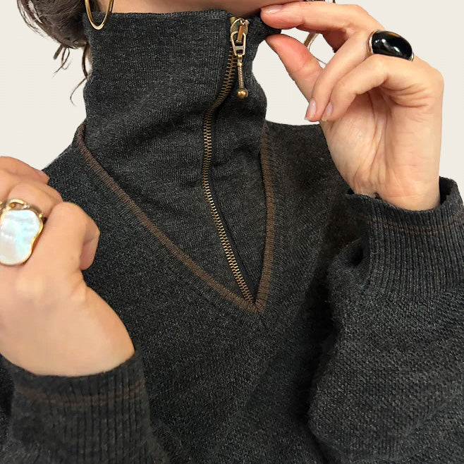 Houtskoolkleurige Alfonso Merani sweater