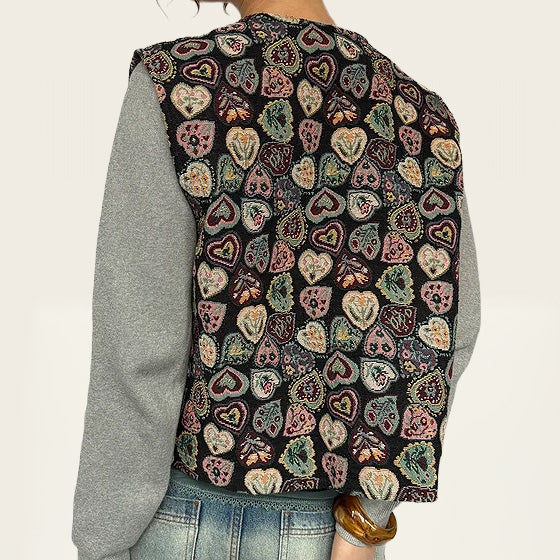 Vintage handgemaakte gilet met hartjes