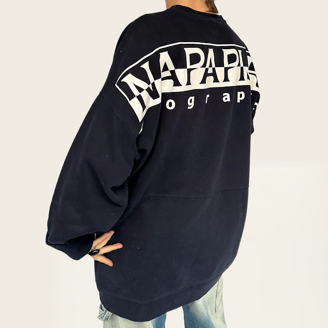 Napapijri marineblauwe sweater met back print