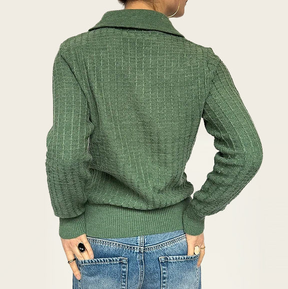 Vintage olijfgroen zip-up jasje