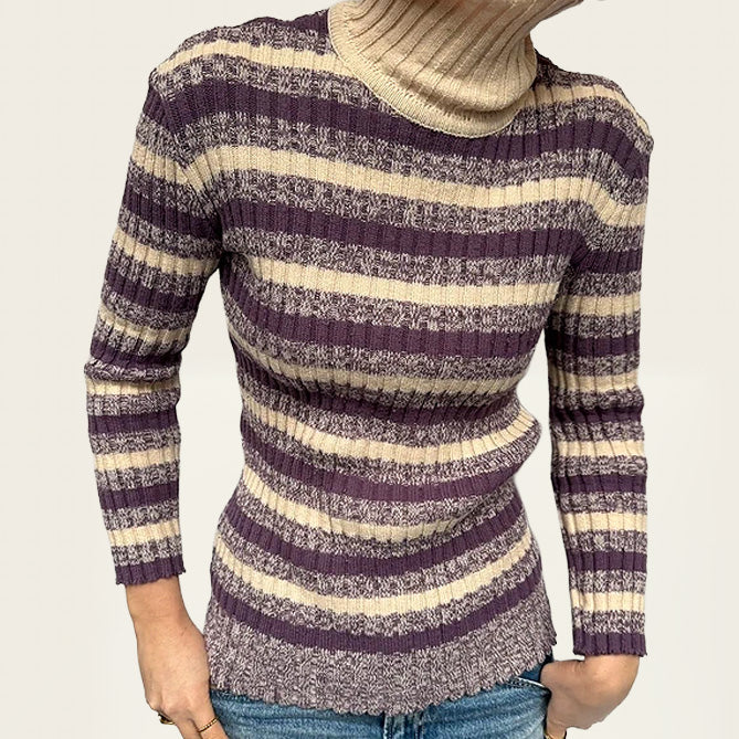 Paarse gestreepte vintage trui