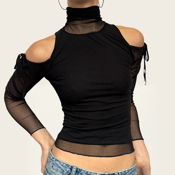 Shake vintage zwarte mesh top