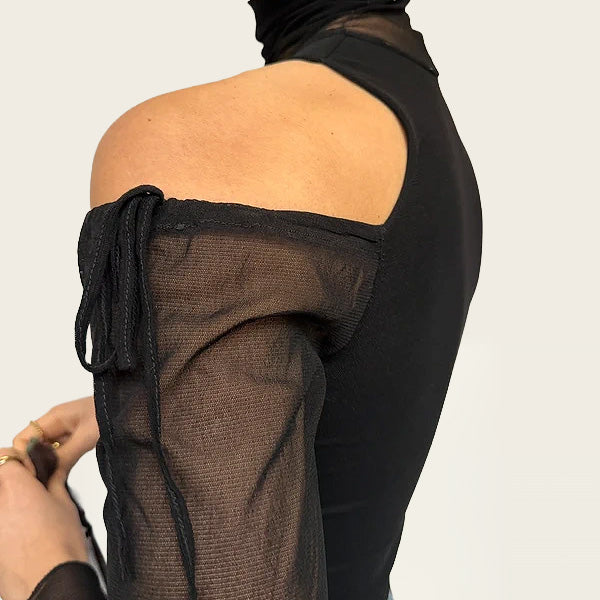 Shake vintage zwarte mesh top