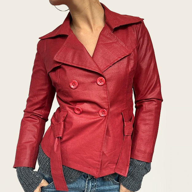 Red Cropped vintage trenchcoat
