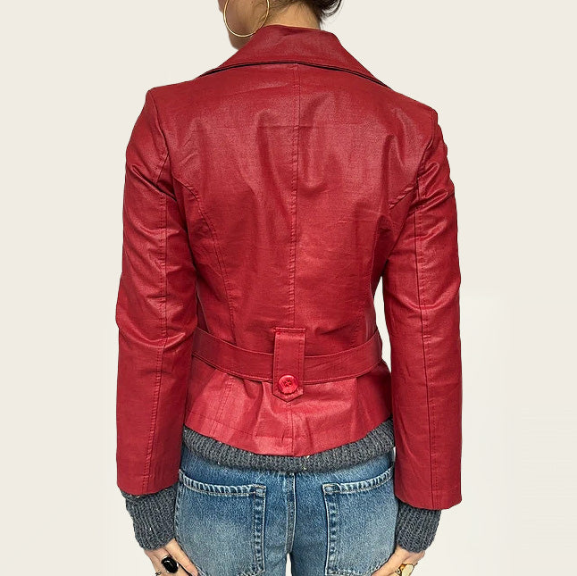 Red Cropped vintage trenchcoat