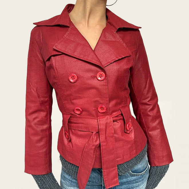 Red Cropped vintage trenchcoat