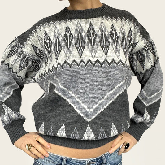 Roxy vintage grijze sweater van wolmix