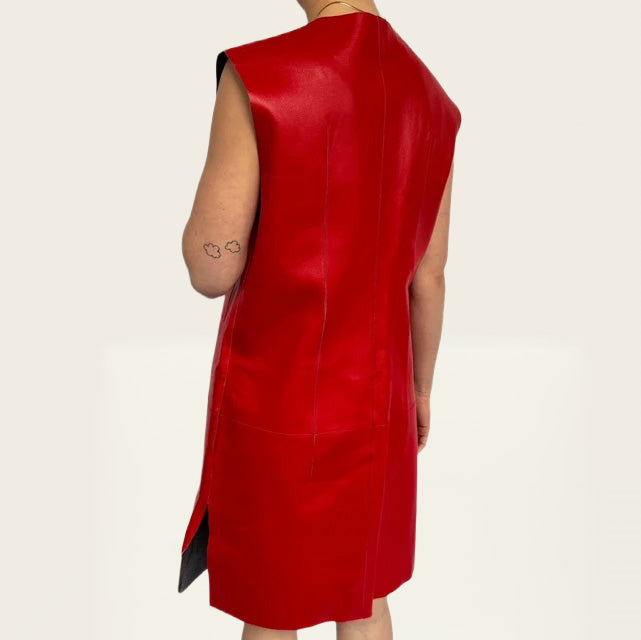 MARNI midi-jurk rood Lamsleer