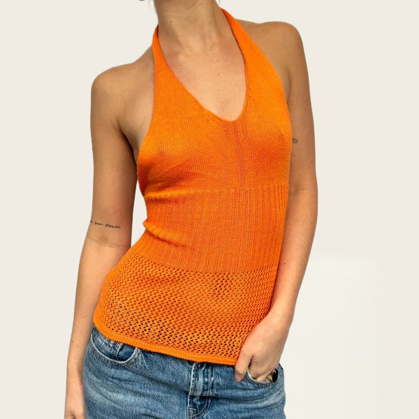 Oranje gehaakte haltertop