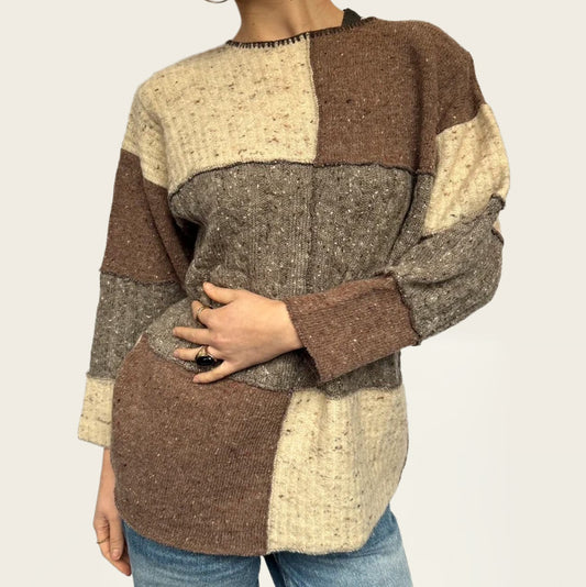 Annemarie patchwork wollen trui