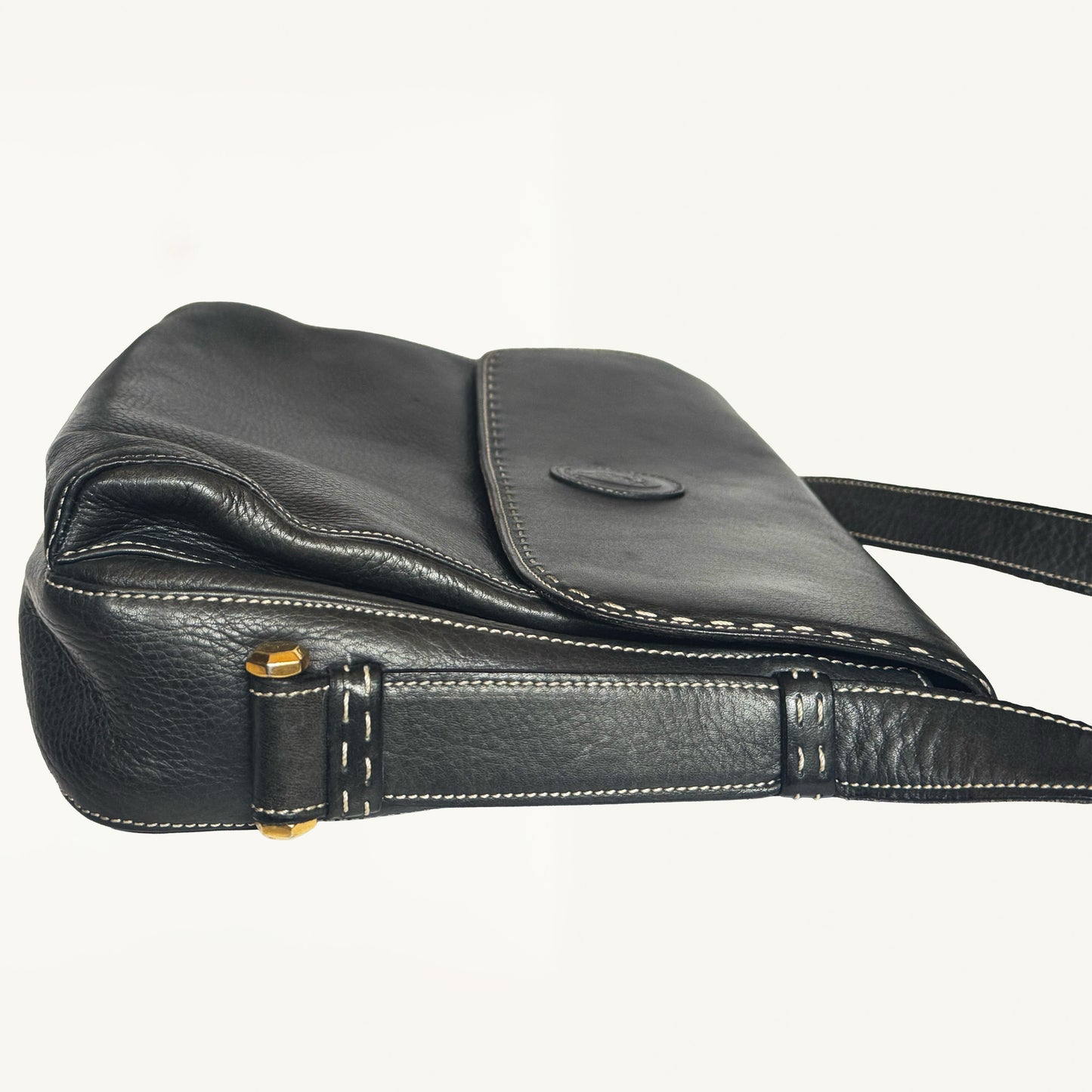 Trussardi vintage  schoudertas zwart leer