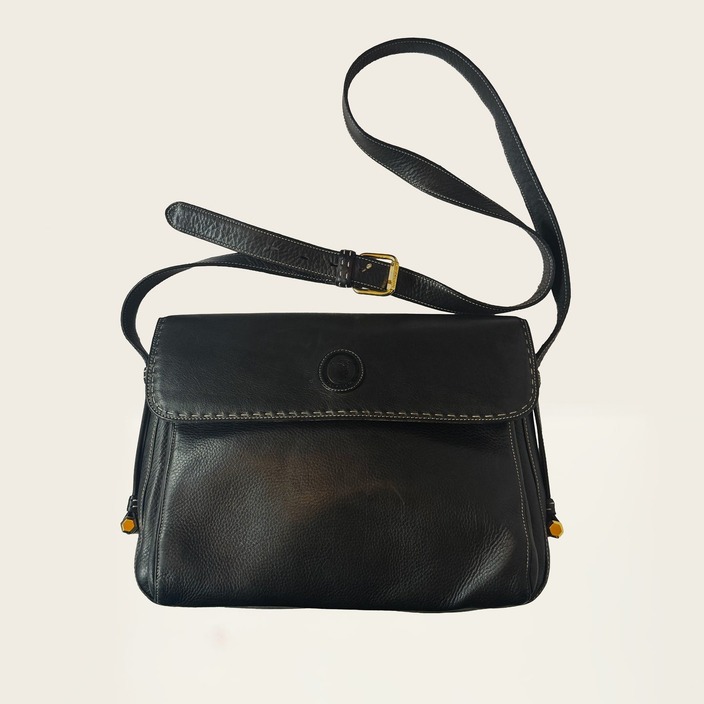 Trussardi vintage  schoudertas zwart leer