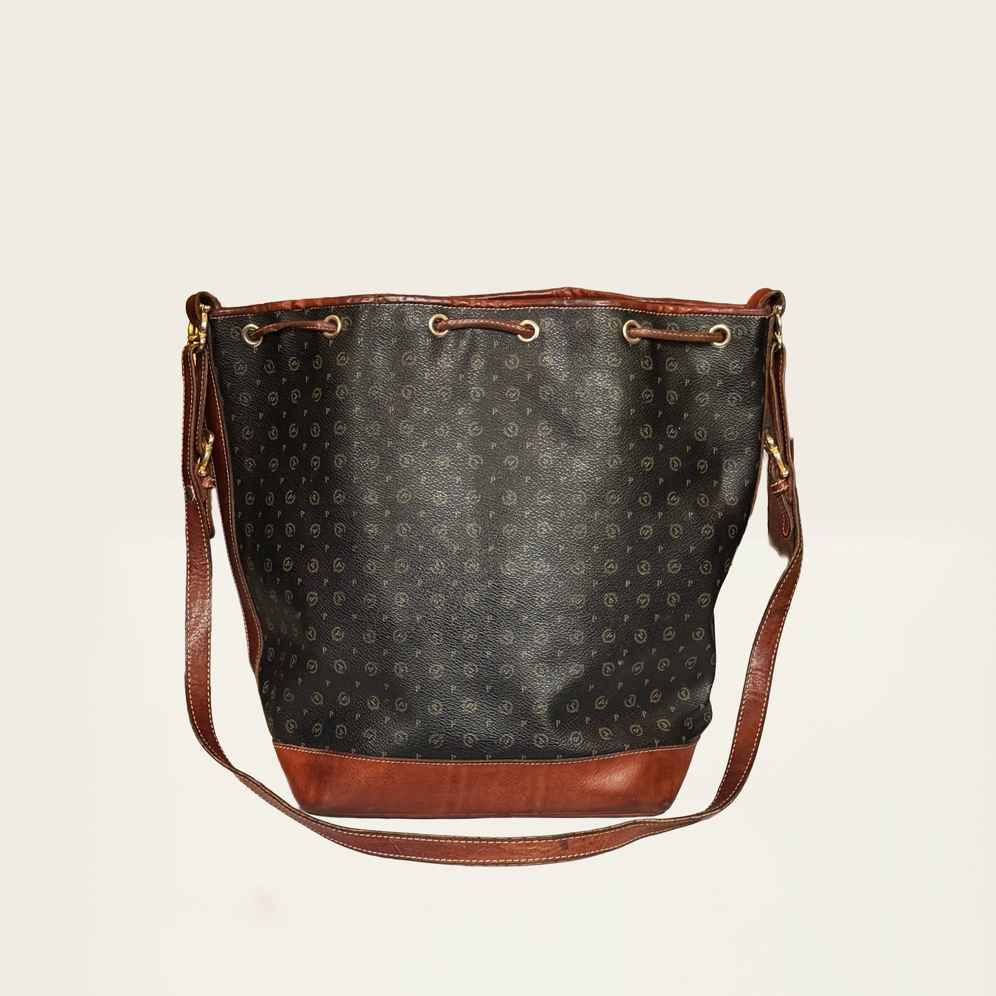 Pollini bucket tas bruin leer