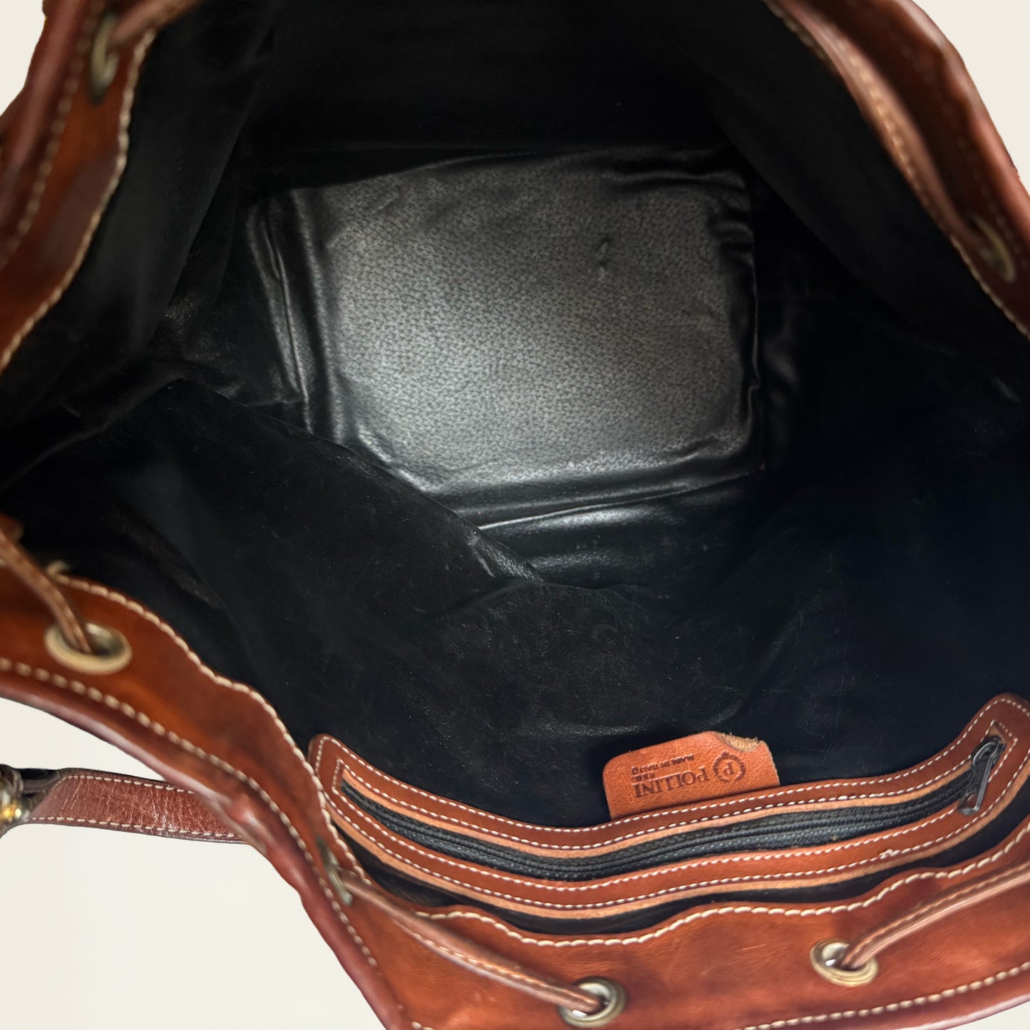 Pollini bucket tas bruin leer