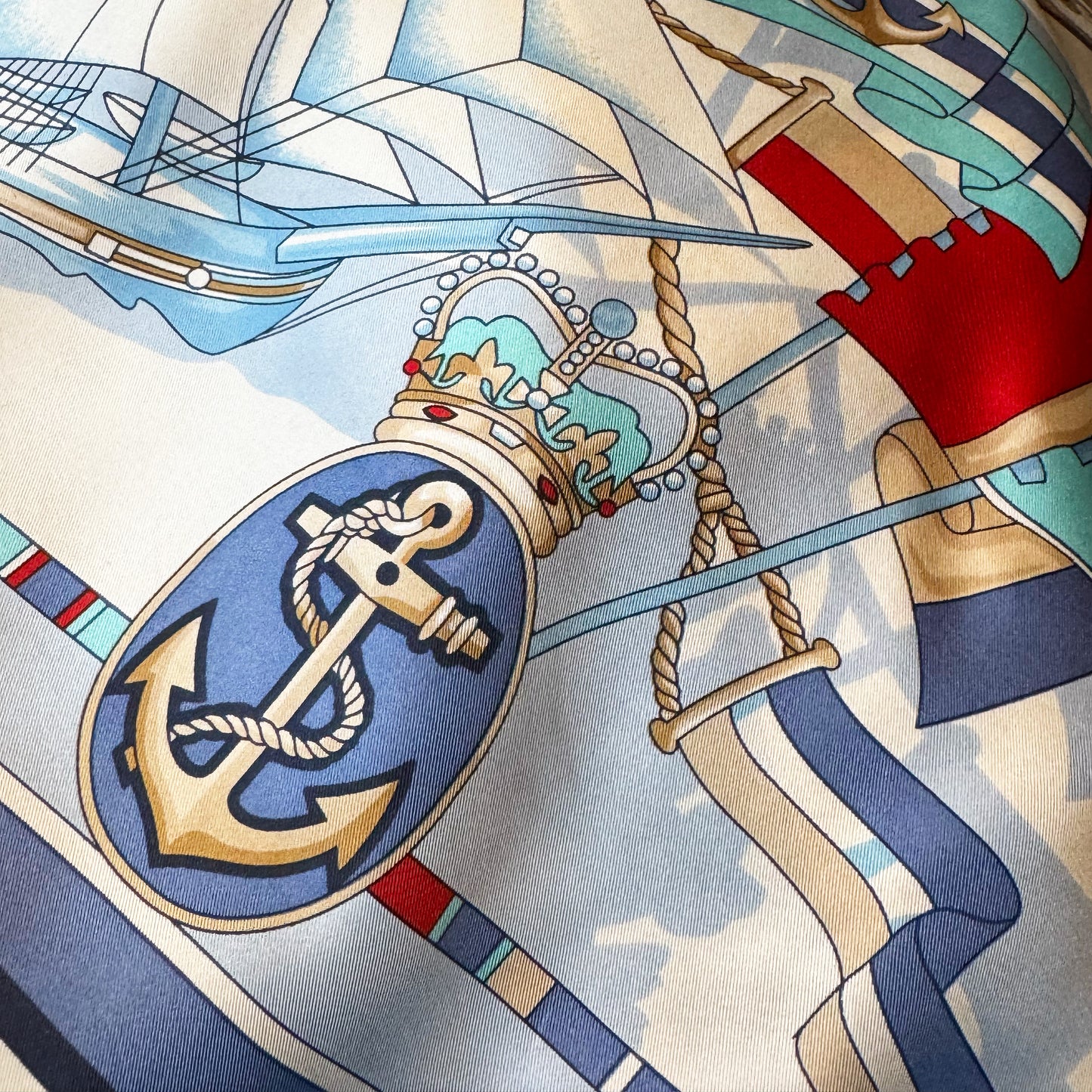 Vintage zijden sjaal nautisch motieven