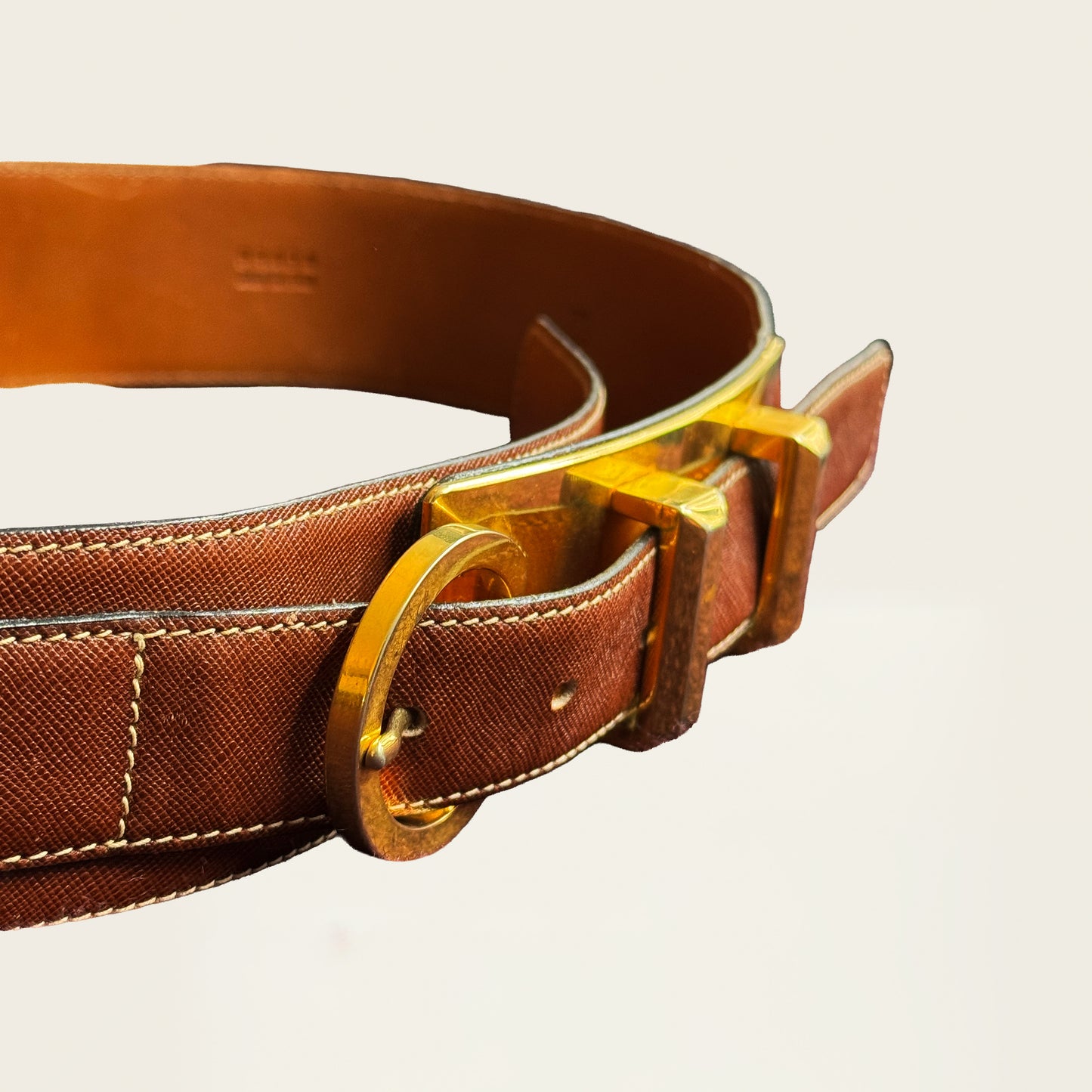 Prada leren riem met gouden hardware