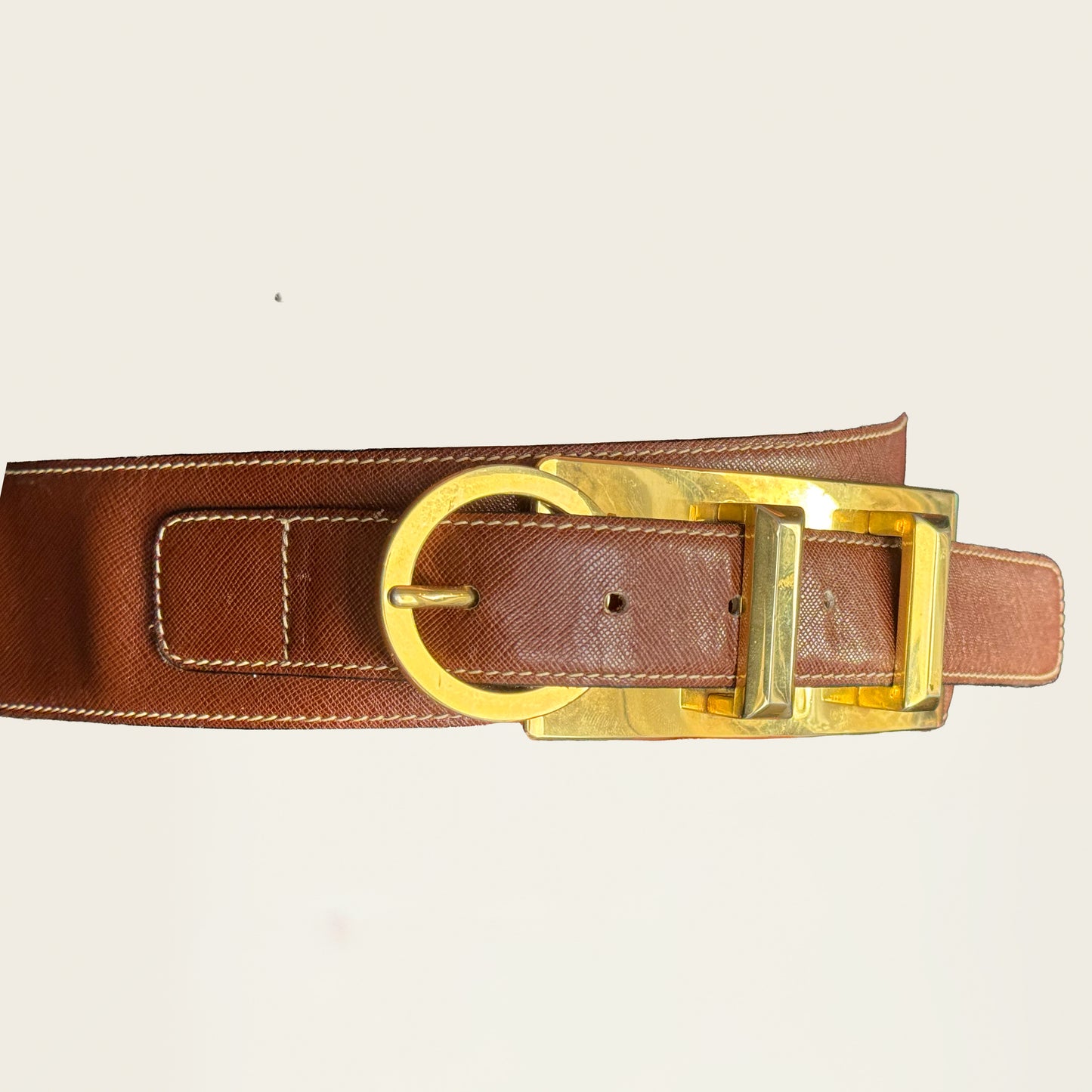 Prada leren riem met gouden hardware
