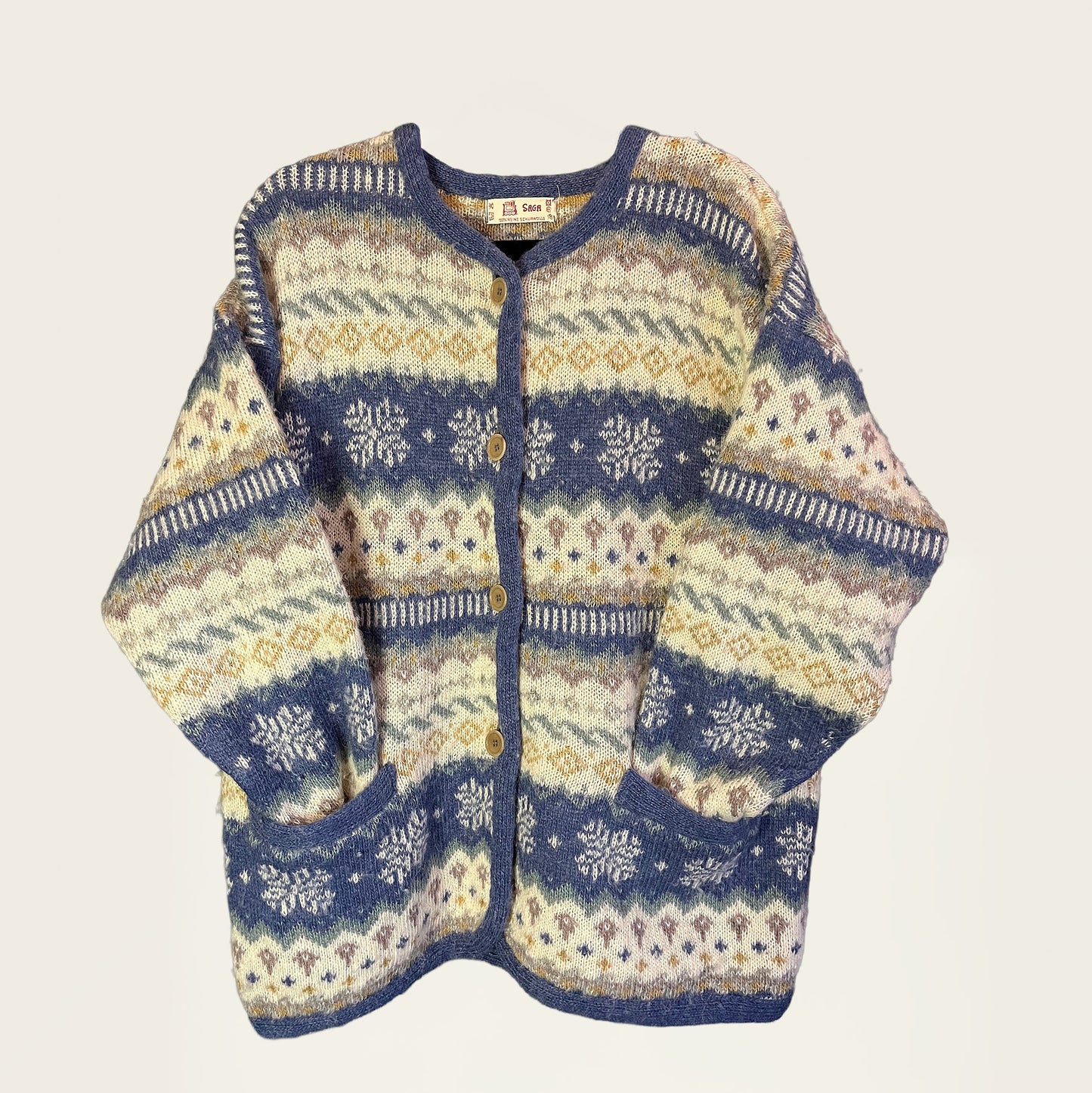 Norse wolle vintage trui wit en paarse