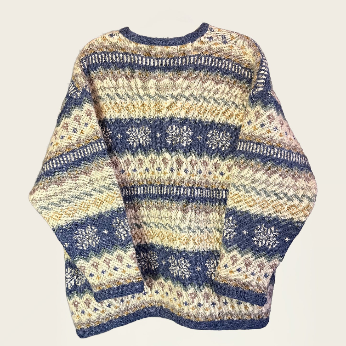 Norse wolle vintage trui wit en paarse