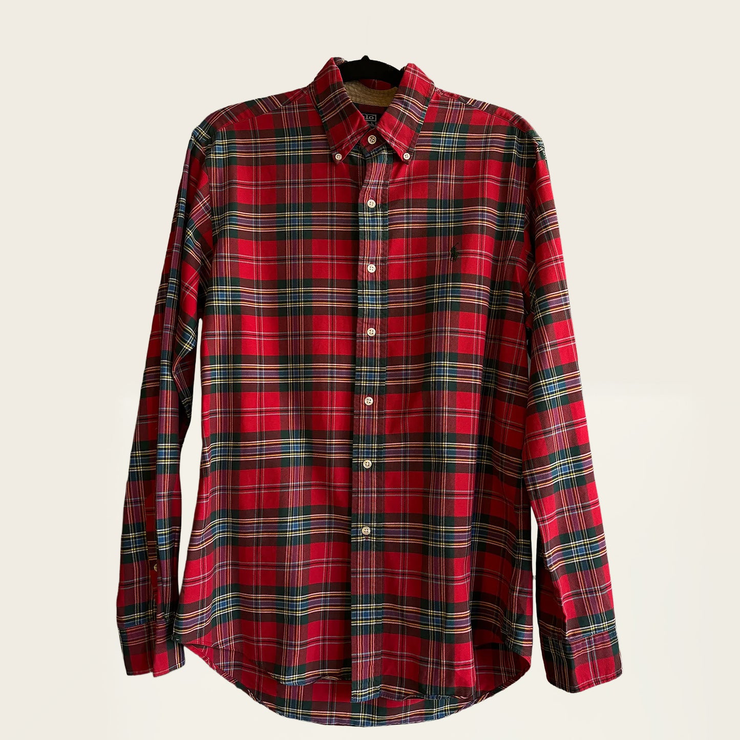 Ralph Lauren vintage overhemd met rood en donkergroen plaid